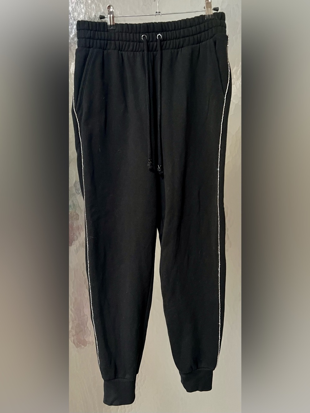 Victoria's Secret On Point Black Joggers with Rhinestone Side Piping